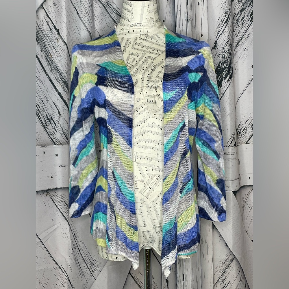 NIC+ZOE Open Knit Linen Hand Painted Cardigan PM